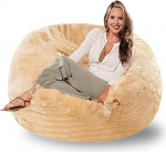 Bean Bag Cover (ilma t&auml;itematerjalita), tooli padi, suur &uuml;mmargune Bean Bag Cover, paks, pehme, kohev, Faux k&uuml;&uuml;likukarusnahk, diivanile, voodile, Bean Bagile, diivanile, l&otilde;&otilde;gastavale lamamistoolile, masinpestav (kollane).