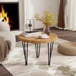 Fun Memories &uuml;mmargune Elm Wood kohvilaud metallist jalgade ja libisemiskindlate jalgadega, maal&auml;hedane k&uuml;ljelaud elutuppa, magamistuppa, 20 x 20 x 16 tolli, naturaalne v&auml;rvus