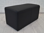 Quattro Meble Real Leather Stool 80 x 40 x 40 cm Cowhide Seat Cube Footstool Upholstered Stool Real Leather Puff Black