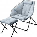 Sechseckiger Stuhl, faltbarer Wohnzimmerstuhl, Untertassenstuhl f&uuml;r Erwachsene, bequemer Schlafzimmer-Loungestuhl, Mondstuhl, fauler Klappstuhl f&uuml;r Schlafsaal (Ottoman-Grau)