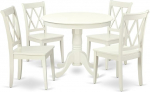 East West Furniture 5 x &uuml;mmargune 36" laud ja 4 x topelt seljatoega tooli Linane valge