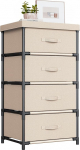 WANGIRL Chest of Drawers Fabric Chest of Drawers with 4 Drawers Storage Cabinet Chest of Drawers for Hallway, Bedroom, Living Room and Office - Beige