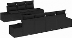 Rantry 8 Teiliges Garten Diivan Set mit Kissen Schwarz Poly Rattan Gartenlounge Model3346973