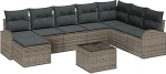 Garten-Sofa-Set 9 osa Dunkelgrau, Braun Rattan, pol&uuml;ester Gartenlounge Model3346169