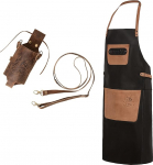 Black Forest Fox Buffalo Leather Grill Chef & Kitchen Apron + Drink Holster Holly Holster - Leather Bottle Holder for Party Cups, Beer Bottles, Drinks Cans, Dark Hazel