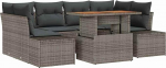 Rantry 7-teiliges Garten Sofa Set mit Kissen Grau Poly Rattan Gartenlounge Model3358652