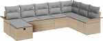 Rantry 8-teiliges Garten Sofa Set mit Kissen Beiges Poly Rattan Gartenlounge Model3358929