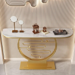 Moderner Konsolentisch mit goldenen Akzenten und Stauraum - 100 cm (39,4 Zoll) hoher Beistelltisch f&uuml;r Eingangsbereich und Flur - Elegantes M&ouml;belst&uuml;ck f&uuml;r Wohnzimmer und Diele - Stilvolles u