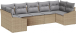 Rantry 7-teiliges Garten-Sofa-Set mit Kissen Beige Poly Rattan Gartenlounge Model3346870