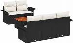 Rantry 6-teiliges Garten Sofa Set mit Kissen Schwarz Poly Rattan Akazie Gartenlounge Model3355933