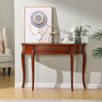 Massiivpuidust konsoollaud sahtlitega, Ameerika stiilis poolringikujuline seinalaud, elegantne Euroopa disain sissep&auml;&auml;suks, esikusse ja elutuppa (kirss, 90 x 85 x 30 cm)