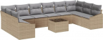 11-teiliges Garten-Sofa-Set mit Kissen - Beige und graues Poly-Rattan Gartenlounge Model3346910