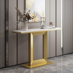 Moderner Konsolentisch mit rechteckiger Basis, Wandfl&auml;chen, seitlicher Flur, Eingangsbereich, Eingangskonsolentisch, moderner Marmorkonsolentisch mit Metallbeinen, schmaler Eingangstisch mit