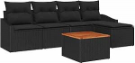 Gartensofa-Set mit Kissen 6 tk Schwarz Poly-Rattan Gartenm&ouml;bel Model3347821