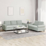 2-TLG. Sofagarnitur mit Kissen Diivan Wohnzimmer Sitzgruppe Wohnzimmer Sofa Set Sofas F&uuml;R Wohnzimmer Hellgrau Samt - 3202250