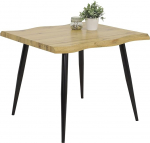 Hela Tische, Gabi Dining Table with Tree Edge Look, Square, Wood Material/Honeycomb Board, Wild Oak Decoration, Round Tube Frame, Black, 90 x 90 cm