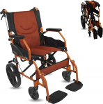 Transit Wheelchair | with footrest, backrest and Padded armrest, with Brakes on The Handles | Seat Width: 46 cm | Model: Piramide (46 cm) | Mobiclinic