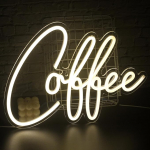 SIGNSHIP Coffee Neon Light, Neon Sign Coffee Luminous Advertisement, LED Wall Neon Light, Coffee Letters, Warm White, USB Light, Shopping, Kitchen, Wall Decoration, Wedding, Birthday
