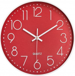 Taodyans kaasaegne seinakell 30 cm ilma tiksumiseta K&ouml;&ouml;gi seinakell Kvartskell kontorisse, klassiruumi, elutuppa, magamistuppa (punane)