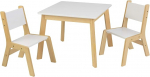 KidKraft 27025 White Modern Wooden Table with 2 Chairs - kids children's playroom / bedroom furniture