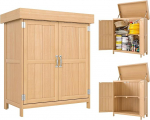 Outsunny garden cabinet with 2 compartments, natural fir wood, 74 x 43 x 88 cm