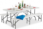 Relaxdays Folding Beer Tent Set of 3 Garden Furniture Set Plain H x W x D 74 x 180 x 74.5 cm White