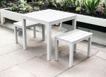 Dmora - Moncalieri Outdoor Lounge Set - Garden Set with 1 Square Table and 2 Benches - Picnic Set for Indoor and Outdoor Use - 100% Made in Italy - White