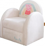 roba Peppa Pig Velour Fauteuil - Assise Comfortable with Accoudoirs - Club for Enfant d&egrave;s 18 Mois - Facile &agrave; Nettoyer - 50 x 44 x 45 cm - Beige / Motif Truie