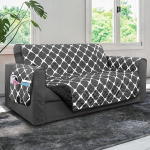 Elegant Comfort Quilted Furniture Protectors Solid and Printed Design Reversible Slipcovers Featuring Elastic Straps and Smart Pockets Great for Pets, Kids and More, Bloomingdale Sofa, Grey/Black