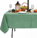 LUSHVIDA v&auml;ljas laudlina koos vihmavarju auguga, Patio laudlina t&otilde;mblukuga, ristk&uuml;lik 60 x 84 tolli, Salvei roheline, Faux Linen laudlina, veekindel v&auml;litingimustes toimuvale piknikule