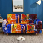 Lukery diivanikate 1/2/3/4 istekohale, 3D Graffiti Print Corner Stretch Sofa Cover, libisemiskindel, pestav m&ouml;&ouml;bli kaitse, veniv elastne diivanikate lemmikloomadele / kassile / koerale (Art Painting 6.2 Seater)
