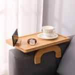 Couch Armrest Tray, Folding Bamboo Tray, Sofa Armrest Tray, Clip On Couch Desk with 360&deg; Rotating Phone Holder, Fits Most Couch Sizes