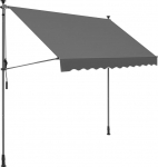 SONGMICS klambrimarkiis, 300 x 130 cm, r&otilde;dumarkiis, reguleeritava k&otilde;rgusega, k&auml;sikruviga, p&auml;ikesekaitse, r&otilde;dule, terrassile, aeda, antratsiit GSA313G02