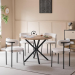 S&ouml;&ouml;gilaua ja toolide komplekt, 100 cm &uuml;mmargune s&ouml;&ouml;gilaud koos 4 s&ouml;&ouml;gitooliga, laud ja 4 tooli k&ouml;&ouml;ki, elutuppa, r&otilde;dule, restorani, kontorisse (hele puiduv&auml;rv + valge)