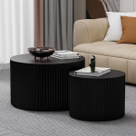 Nest kohvilaud 2-st komplektist, kaasaegne must sooneline v&auml;limus, virnastatav MDF kohvilaud elutuppa, v&auml;ikesesse koju, kriimustuskindel ja kergesti kokkupandav, l&auml;bim&otilde;&otilde;t 68/50 cm, k&otilde;rgus 39 cm