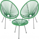 Shally Dogan Freddy Poly Rattan aiam&ouml;&ouml;bli komplekt 2 istekohta koos lauaga 2 munatooli 1 aia laud elutuba Patio restoran Bistro baar (Mint Green)