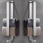 LIVEHITOP r&auml;tikuhoidja, puurimata, h&otilde;bedane, 2 tk, isekleepuv k&uuml;laliste r&auml;tikuhoidja, r&auml;tikuhoidja, harjatud roostevabast terasest, 43,5 cm, r&auml;tikuhoidja konksudega vannitoa jaoks