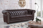 Chesterfield Elegantne 3-kohaline diivan Faux nahast Vintage Brown diivan polsterdatud diivaniga