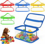 4 St&uuml;ck Spielzeug-Aufbewahrungstaschen, Reise-Kulturbeutel, Kosmetiktasche, Rei&szlig;verschluss, Spielzeug-Aufbewahrungstasche mit Griffen f&uuml;r Bausteine, Puzzle-B&auml;lle, Spielspielzeug (Blau, Gr&uuml;n