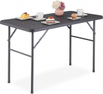 Relaxdays aialaud, puidu v&auml;limusega, kandiline, K x S x M: 74 x 118 x 60 cm, plastik, metall, kokkupandav terrassilaud, hall