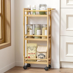 K&ouml;&ouml;gik&auml;ru kitsas ratastel hoiuk&auml;ru ratastega Serveerimisk&auml;ru Rack k&auml;ru Bambus 3 riiuliga K&ouml;&ouml;gi riiul korraldaja k&auml;ru Mobiilne kommunaalk&auml;ru K&uuml;lgkorpus k&auml;ru