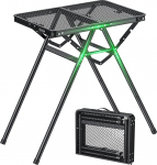 GARLLEN kokkupandav grill-laud, 60 x 40 cm & 3 reguleeritava k&otilde;rgusega (25/48/71 cm), X-kujuline tugikonstruktsioon - vastupidav, kerge ja kaasaskantav telkimislaud, kokkupandav laud, aialaua, piknikulaud, v&auml;ike