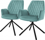 ML-Design S&ouml;&ouml;gitoa toolid, 2 tk, sametne salvei, elutoa toolid k&auml;te ja seljatoega, p&ouml;&ouml;rlev tool, auto asend, metalljalgadega polsterdatud tool, ergonoomiline p&ouml;&ouml;rlev tool, k&ouml;&ouml;gitooli,