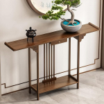 Bambus-Konsolen-Sofatisch, Vintage, schmal, lang, Eingangstisch mit Schublade und Regal, f&uuml;r Zuhause, Wohnzimmer