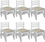 VidaXL Chaise de salle &agrave; manger 6 tk Carr&eacute;e Bois Blanc