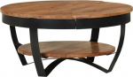 vidaXL tahke akaatsiapuidust kohvilaud koos riiuliga t&ouml;&ouml;stuslikus stiilis k&uuml;ljelaud elutoa laud kohvilaud diivanilaud teelaud 65 x 65 x 32 cm