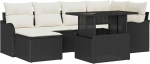 7-teiliges Garten-Sofa-Set mit Kissen Schwarz Poly-Rattan Gartenlounge Model3357230