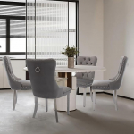 Sametiga polsterdatud s&ouml;&ouml;gitoolid Modern Style K&ouml;&ouml;gitoolid naelapeaga ja h&otilde;bedase jalaga, metallist t&otilde;mbamisr&otilde;ngas s&ouml;&ouml;gituppa, elutuppa, h&otilde;bedase kattega jalg, 4 tk.