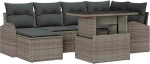 7-teiliges Garten-Sofa-Set mit Kissen Grau Poly Rattan, 2-Sitzer Garten-Sofa mit Stauraum & Kissen Grau Poly Rattan Gartenlounge Model3357412