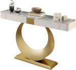 Stiilne kaasaegne marmorist konsoollaud metallraamiga, luksuslik esiku- ja esikuslaud 2 sahtliga, kuldne viimistlus, 100 cm/39,3 tolli - sobib ideaalselt elutuppa